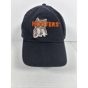 Vintage Hooters Owl Logo Atlantic City Black Adjustable Strapback Cap Hat Mens
